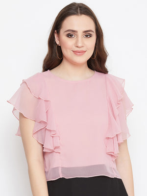 Pink Layered Crop Top (Sku- BLMG20212).