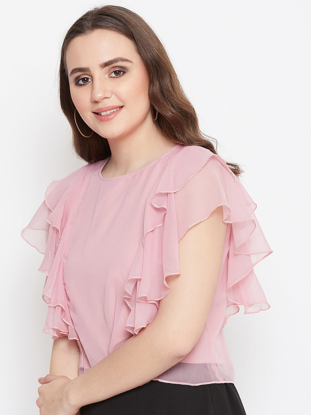 Pink Layered Crop Top (Sku- BLMG20212).