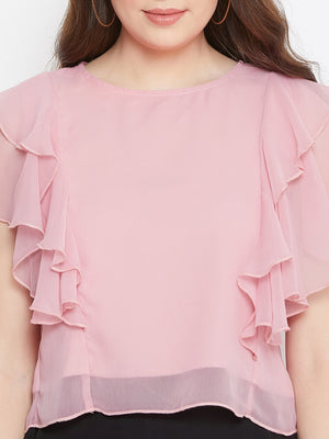 Pink Layered Crop Top (Sku- BLMG20212).