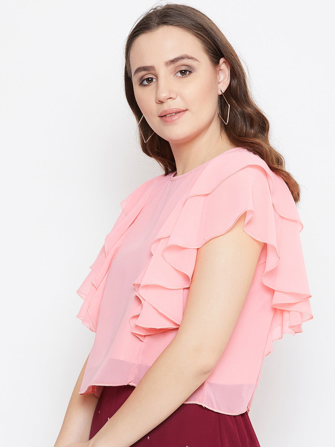 Pink Layered Crop Top( Sku- BLMG20213).