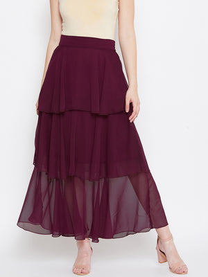 Burgundy Layered Skirt (Sku- BLMG20216).