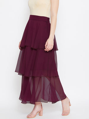 Burgundy Layered Skirt (Sku- BLMG20216).