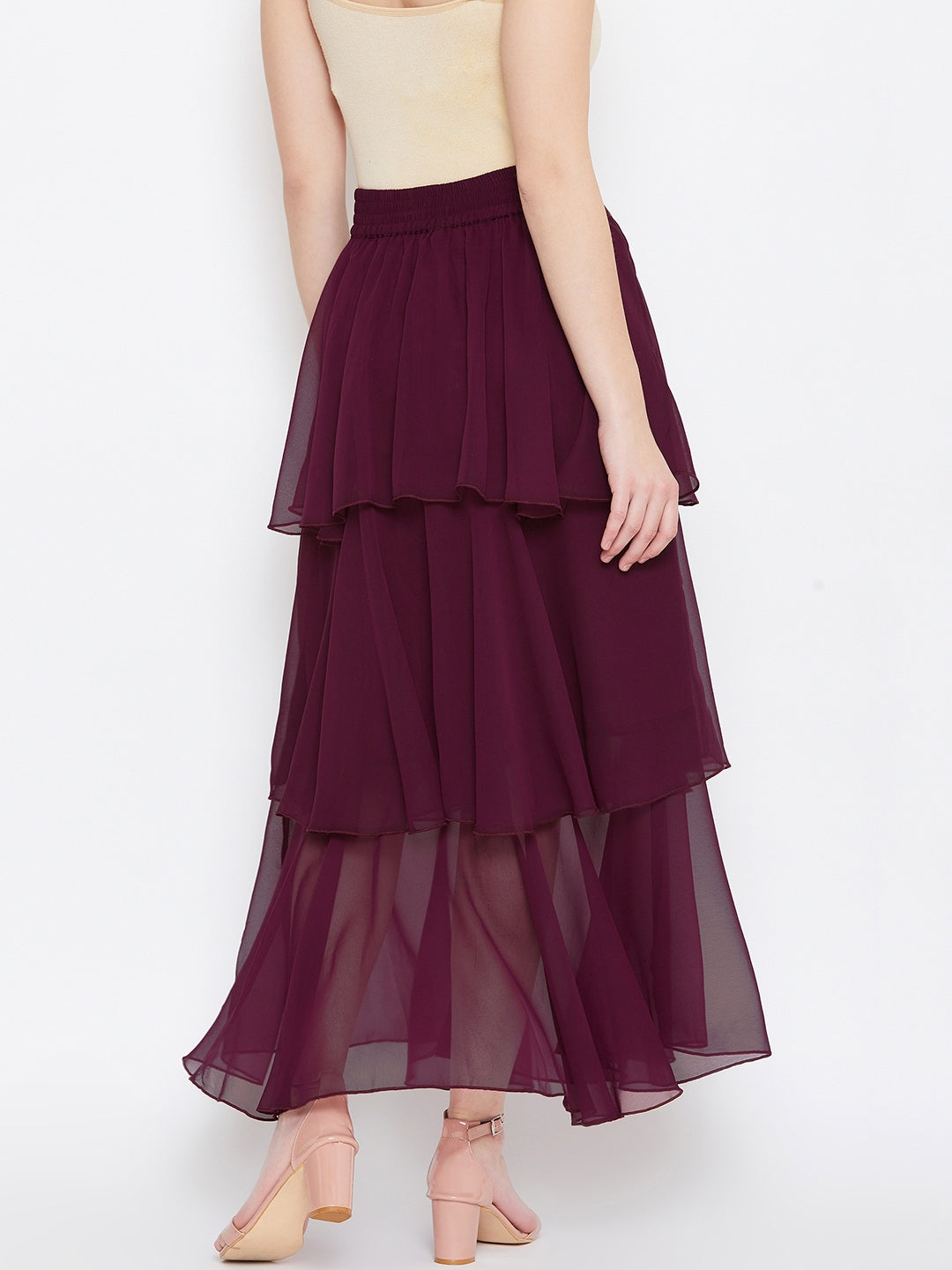 Burgundy Layered Skirt (Sku- BLMG20216).