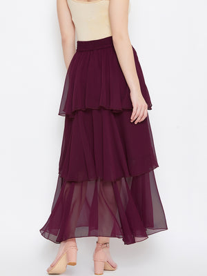 Burgundy Layered Skirt (Sku- BLMG20216).