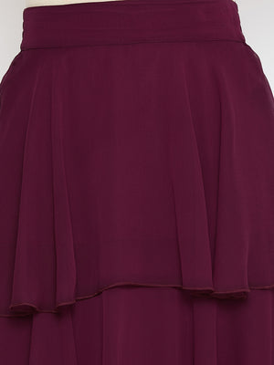 Burgundy Layered Skirt (Sku- BLMG20216).