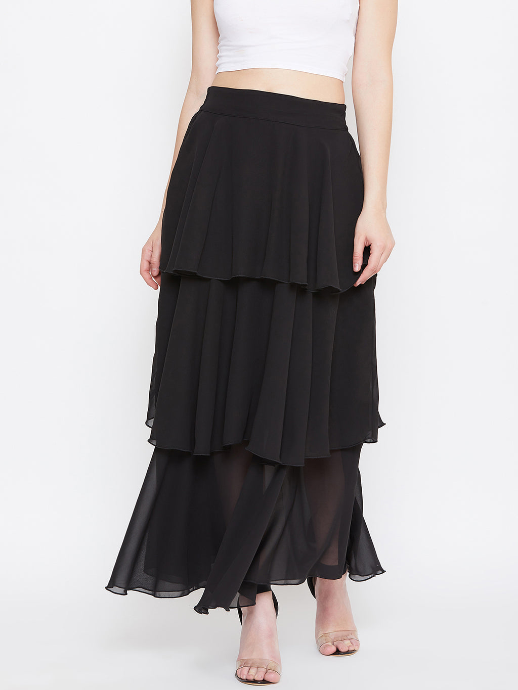 Black Layered Skirt (Sku- BLMG20217).