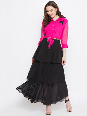 Black Layered Skirt (Sku- BLMG20217).