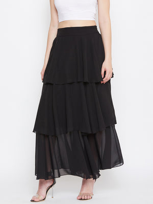 Black Layered Skirt (Sku- BLMG20217).