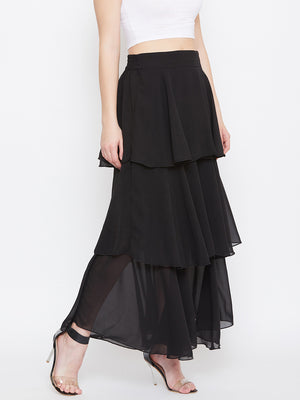 Black Layered Skirt (Sku- BLMG20217).