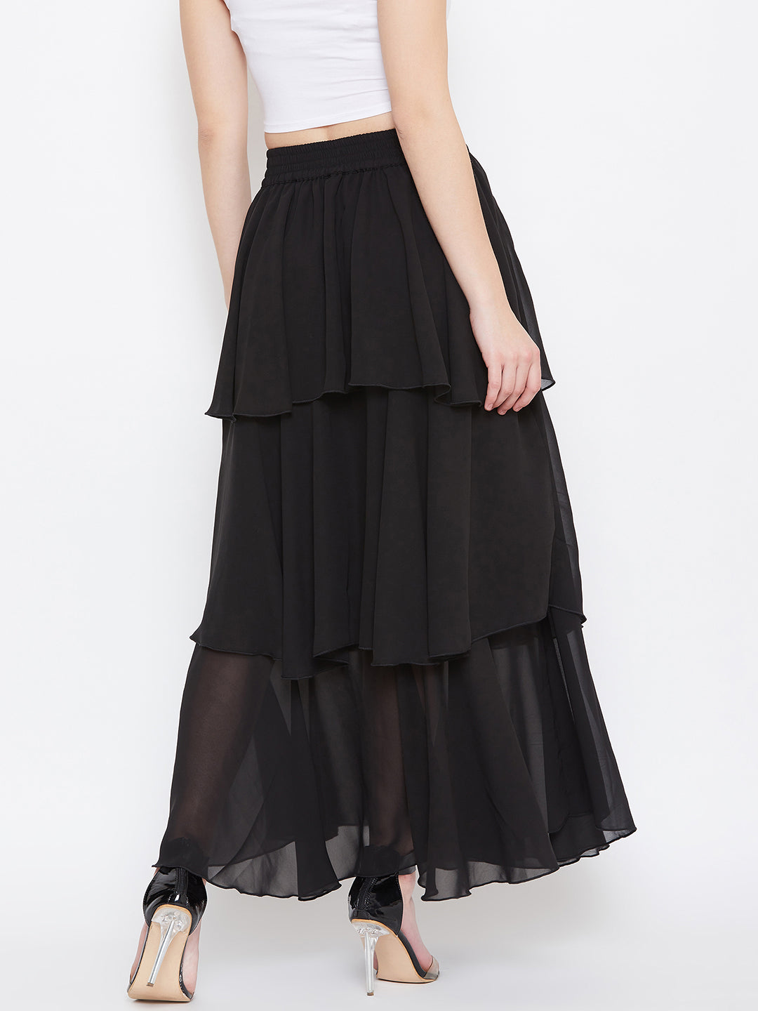 Black Layered Skirt (Sku- BLMG20217).