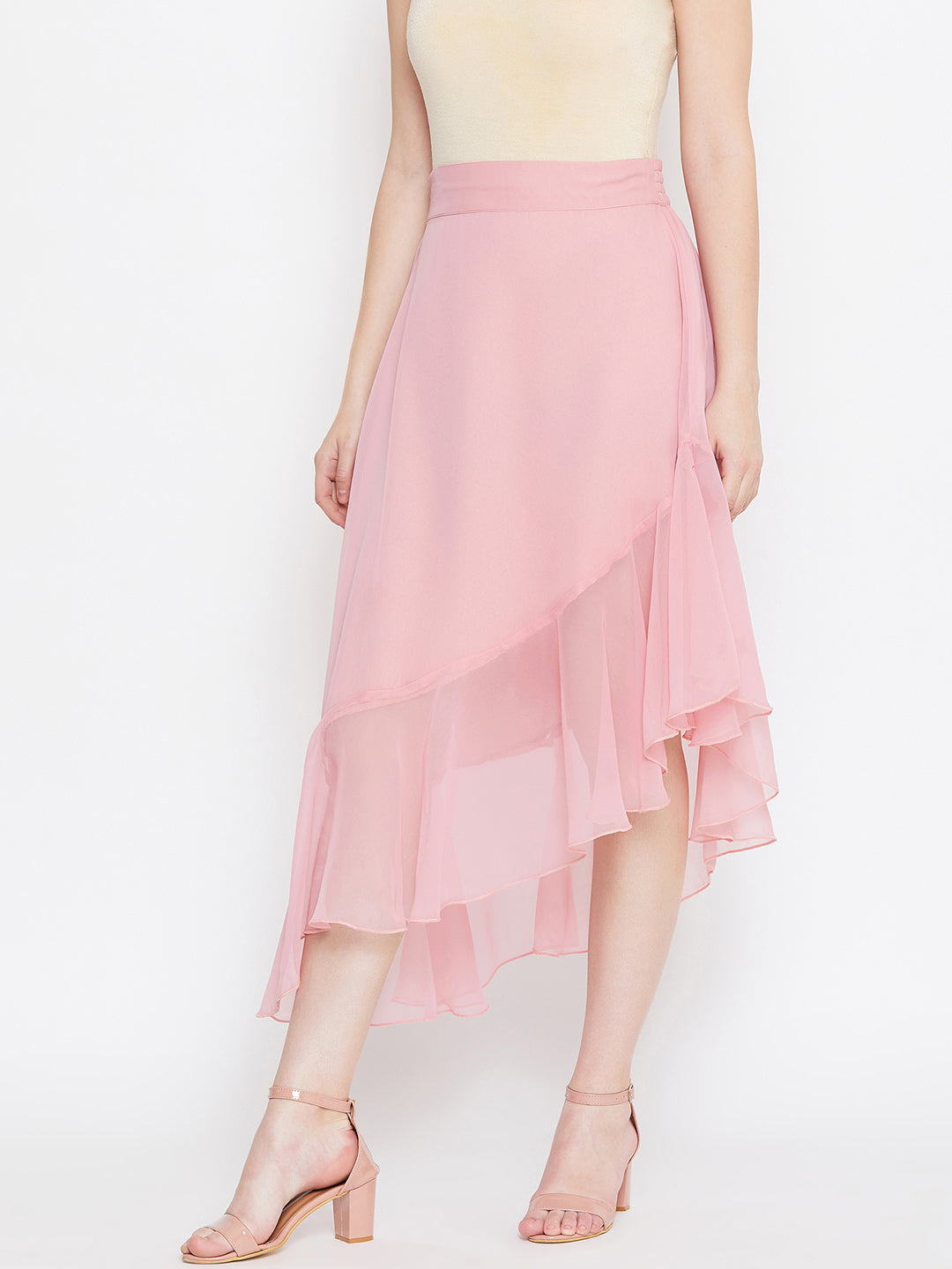 Asymmetrical clearance skirt pink