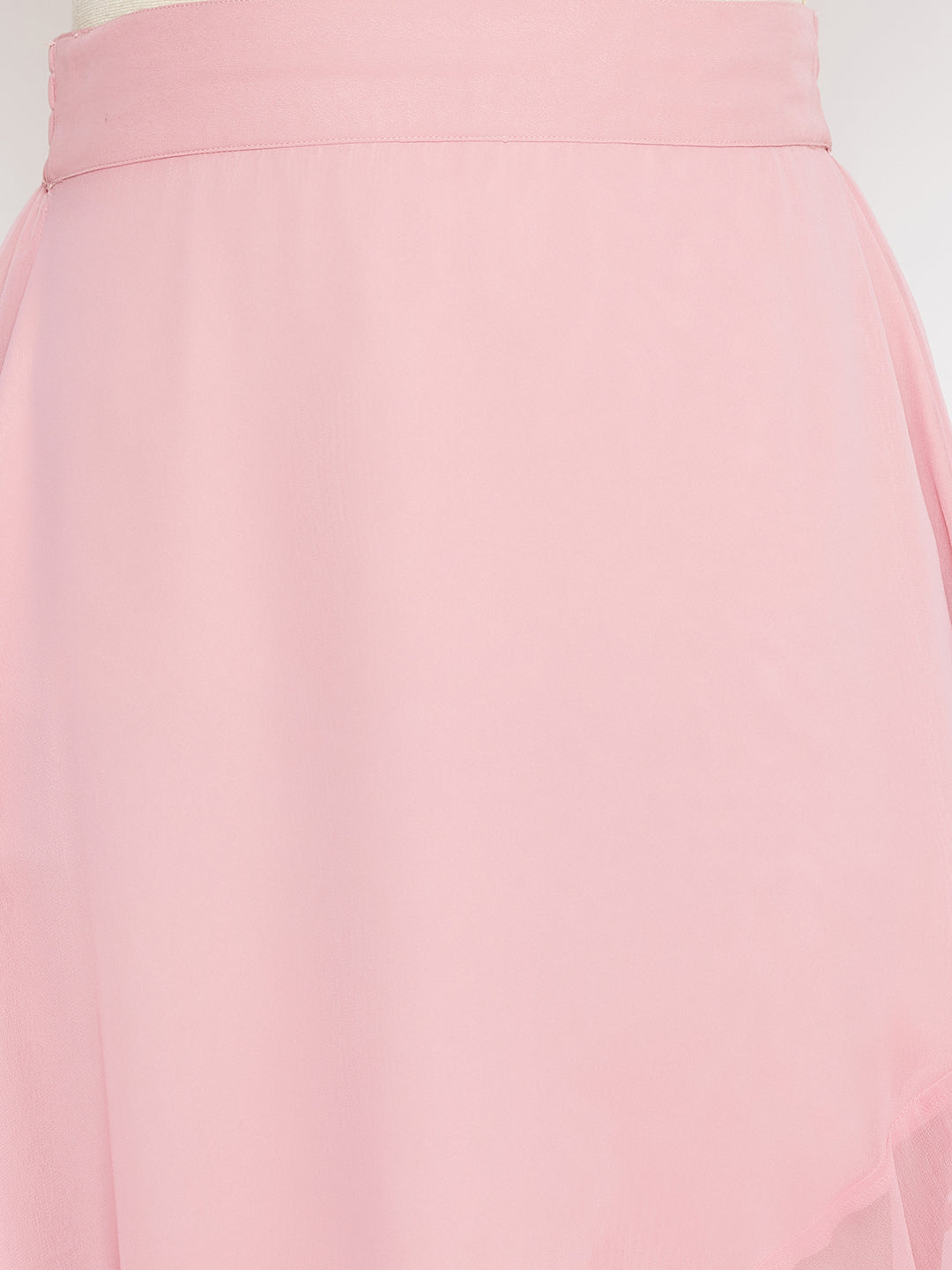 Pink Asymmetrical Ruffled Skirt (Sku- BLMG20218).