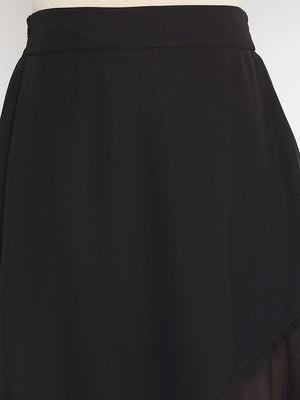 Black Asymmetrical Ruffled Skirt (Sku- BLMG20219).