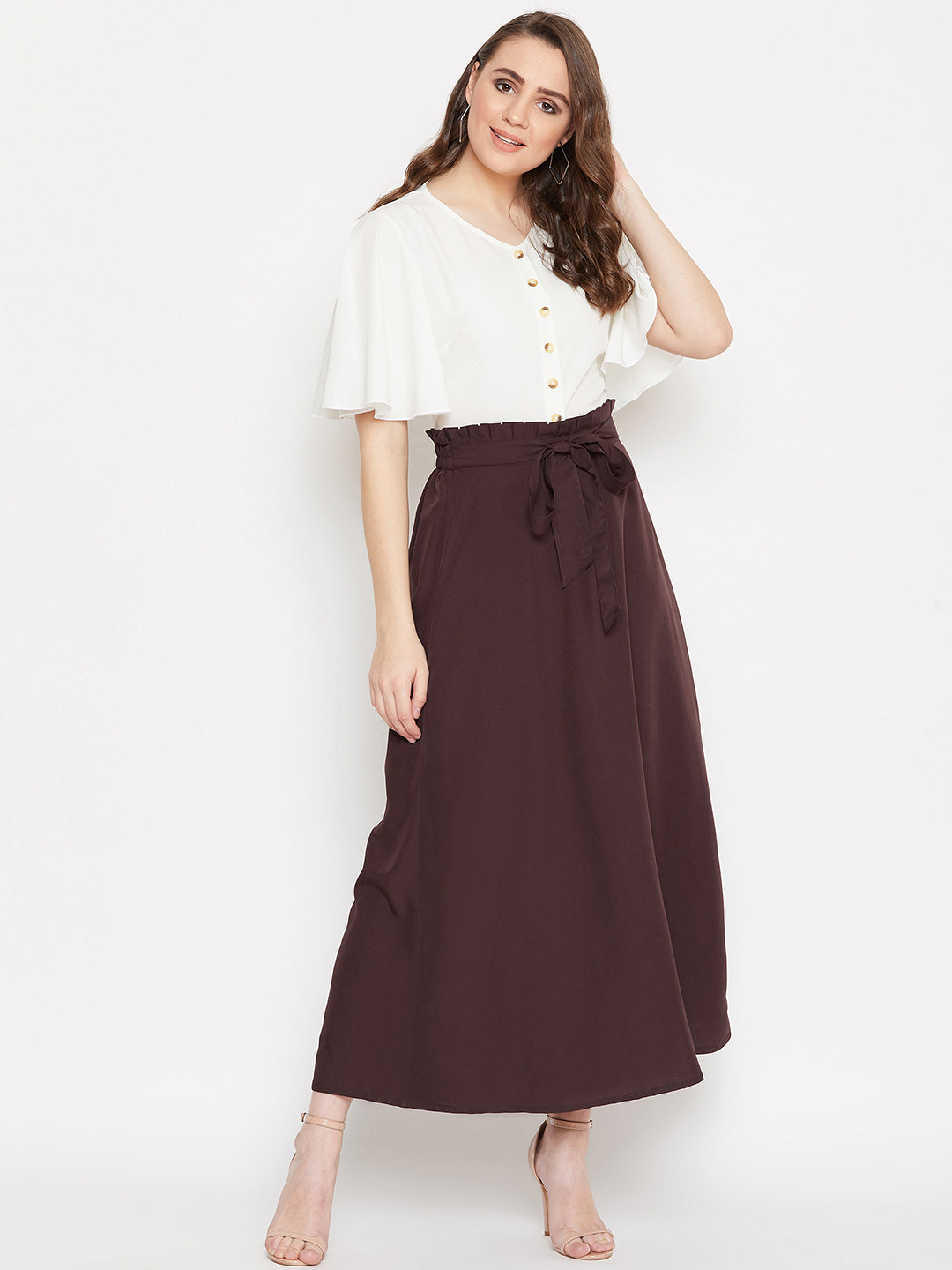 V-Neck Front Button Top & Skirt Set – BITTERLIME