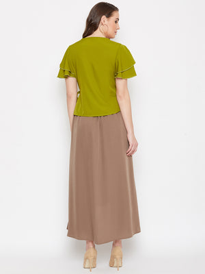Overlap Top & Ruffle Skirt Set (Sku-BLMG20288).