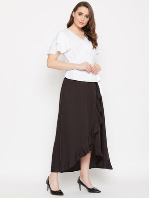 Overlap Top & Ruffle Skirt Set (Sku- BLMG20290).