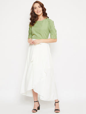 Frill Sleeve Top & Asymmetrical Skirt Set (Sku-BLMG20293).