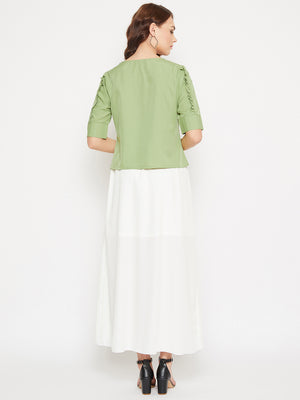 Frill Sleeve Top & Asymmetrical Skirt Set (Sku-BLMG20293).