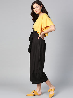 Mustard Flared Ruffle Top & Trouser Set (Sku- BLMG7831).