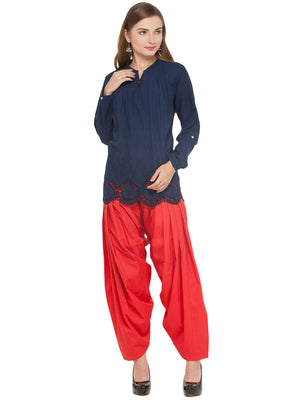 Cotton Red Patiala (Sku- PTRD1701).