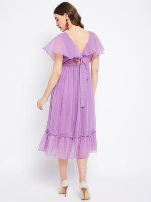 Mauve Georgette Fit & Flare Midi Dress