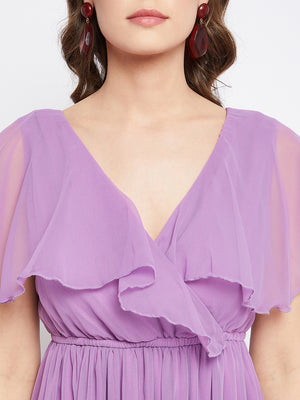 Mauve Georgette Fit & Flare Midi Dress