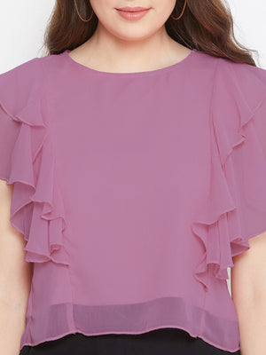 Casual Layered Solid Women Purple Top