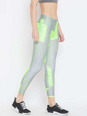 Printed Women Green Tights.