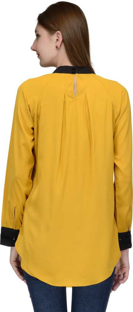 Casual Regular Sleeves Embellished Women Yellow Top.